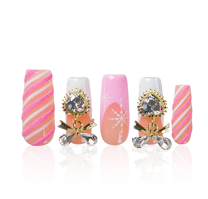 LOVFUL Short French Tip Press on Nails Pink Frost | Handmade Acrylic Press ons| Reusable Fake False Nails | Square Classic Regular 1.3in | H676-L