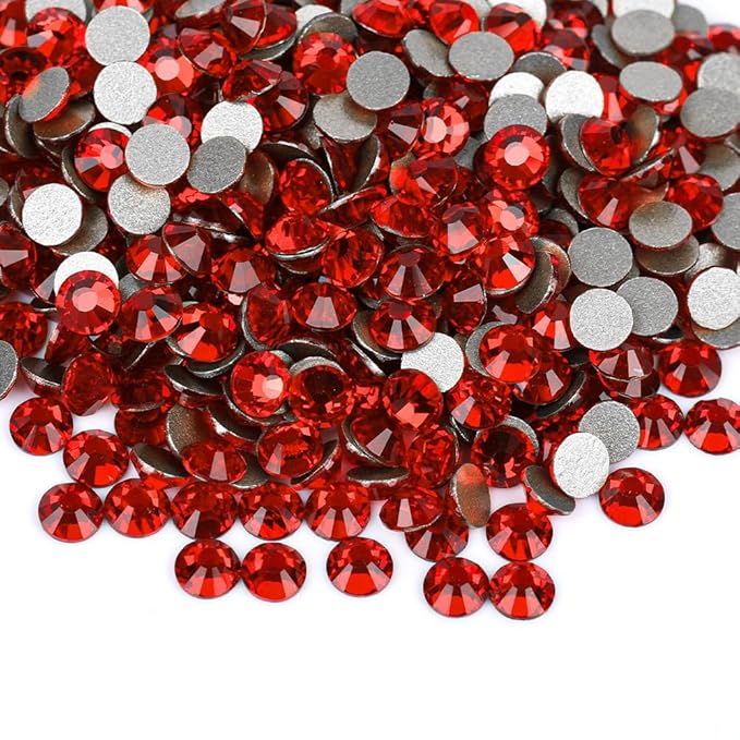 Flatback Glass Rhinestones,Bedazzler Gems 288pcs Non Hotfix Crystal Rhinestones for Nail Charms Crafts Clothes Tumblers,Red,SS30