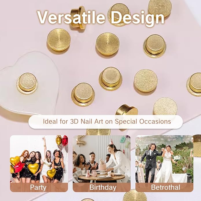 NIIIYTYB 15pcs Spinning Nail Charms Charm Display Tool Chunky Dangling Rings for Women 3D Nails Designer Jewelry Nail Art Fancy Decorations (Gold)