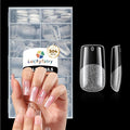 Medium Square Nail Tips: 504pcs Tri-Layer Core Square Press on Nails, 12 Sizes Pre-Etched Gel Nail Tips Clear Full Cover Fake Nails Salon Home DIY Extension for Flat & Natural Nail Beds