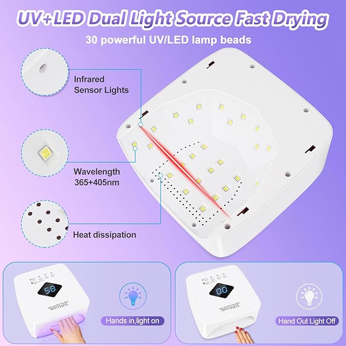 LKE Cordless Rechargeable UV Nail Lamp, 86W UV Light for Gel Nails with 3 Timer Setting Display Auto Sensor, Professional Quick Dry for Salon & Home Use