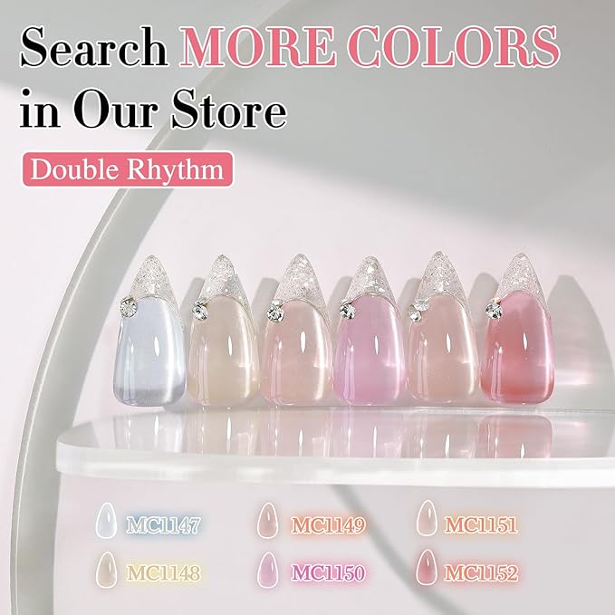Double Rhythm 0.5 Oz Cat Eye Gel Polish with Magnet Same Color Same Bottle Holographic Glitter Shimmer Translucent Color Salon 15 ML Magnetic Nail Art (Coral Pink-MC1152)