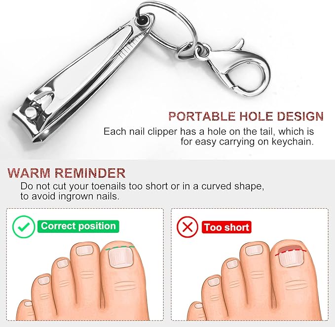 Nail Clippers, Toenail Clippers, Fingernail Clipper Cutters, Stainless Steel Toe Nail Clippers with Sharp Curved Blades and File, Nail Clippers for Men Women Kids(Large & Small)