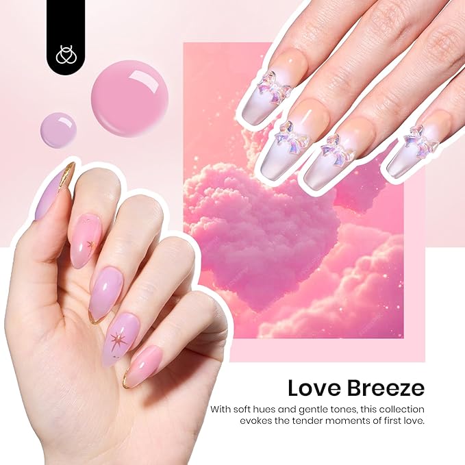 Beetles Poly Nail Gel Set - 6 Colors Jelly Nude Pink Builder Nail Enhancement for Beginner & Professional Nail Extension Kit DIY Home for Women Girls, UV & LED Needed