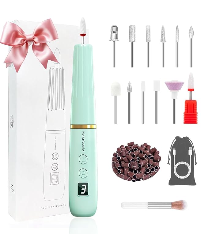 Electric Nail Drill Machine File Efile Set for Acrylic Gel Nails Portable Nail Drill Machine Kit Rechargeable Pedicure Tools for Hand Feet Manicure Pedicure Tools Polishing Set(Blue)