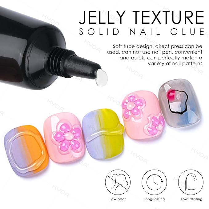 KYDA 2 Pcs 10ml Clear 3D Sculpting Nail Gel, 3-in-1 Sculpture Nail Art Gel for Carving Painting and Molding, Rhinestone Glue for Gems Diamond Jewelry Decoration
