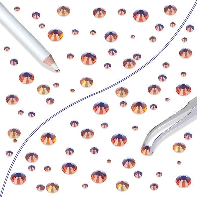 LPBeads 6000 Pieces Blue Volcano Non Hotfix Rhinestones 6 Sizes Round Crystal Glass Flat Back Rhinestones with Tweezers and Picking Pen for Nail Art Crafts Clothes Bags DIY