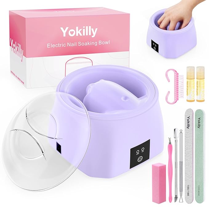 Yokilly Nail Soaking Bowl Heated: 50% Faster Nail Soak off Bowl for Women Nail Beginner - Electric Manicure Nail Bowl for Home Salon（Purple)