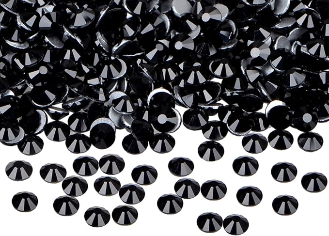 288PCS Art Nail Rhinestones Non Hotfix Glue Fix Round Crystals Glass Flatback for DIY Jewelry Making with one Picking Pen (ss30 288PCS, Jet Black)