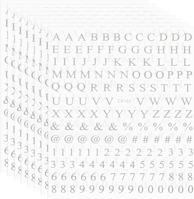 PATIKIL Letter Nail Stickers, 8 Sheet 3D Self-Adhesive English Letter Nail Decal Small Alphabet Art Sticker Metallic Fluorescence Design Manicure for Women DIY Decor, Silver