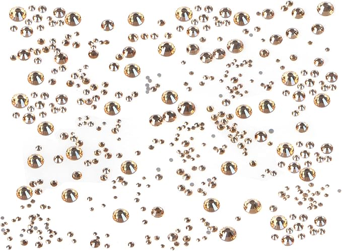 Bymitel 5000 Pieces 6 Mixed Sizes Glue Fix on Glass Rhinestones Round Crystal Gems Flatback for DIY Jewelry Making with one Picking Pen(6-Sizes 5000PCS, Lt. Peach)