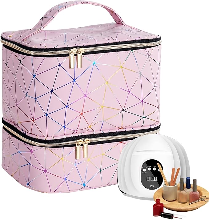 Nail Polish Organizer Bag Holds 30 Bottles Nail Supplies Storage Organizers Box NailPolish Carrying Case Organizer Nails Kit Bag Organizers Case For Nails Polish And Manicure Set,Sponge Partitions