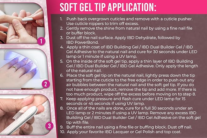 IBD Clear Soft Gel Nail Tips - Long Stiletto Shape, Pre-Etched Fake Nail Extensions for Durable, Lightweight Application, Acrylic Press On Nails, 504 Tips, 1-Pack