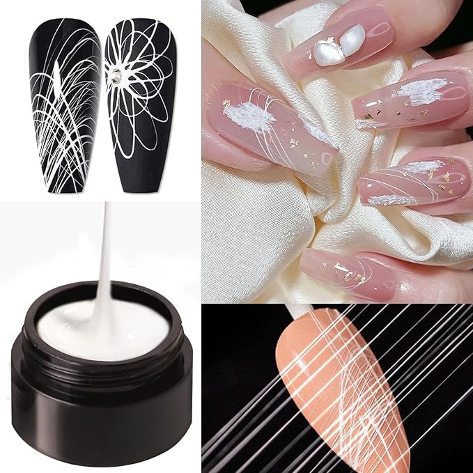 White Spider Gel for Nails, White Gel Paint for Nails Art UV LED DIY Design Manicure Spider Paint Nail Gel for Nail Art