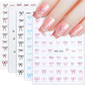 5 Sheets Bow Nail Sticker 3D Embossed Self-Adhesive Color Bow Art Nails Decals 5D Design Stickers Supplies for Women Girls Manicure Decoration 807-19