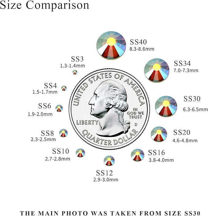 Flatback Crystal Rhinestones Round Gems for Nail Art and Craft Clothes Glue Fix, Ghost (1.9-2.0mm) SS6/1440PCS