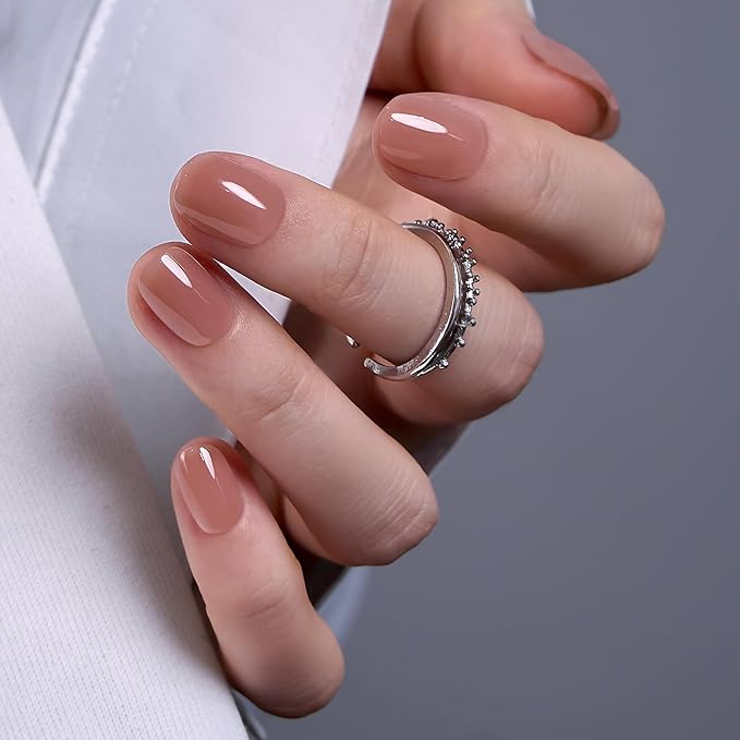 CurvLife Soft Gel Press On Nails Square, Long-Lasting 30Pcs Reusable Stick On Fake Nails Kit with Glue Tabs, Glossy Salon-Style Manicure for Women Teens Beginners, At-Home (Rosy Calm)