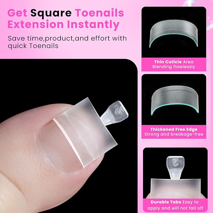 300 Pcs Soft Gel Toe Nail Tips, Short Fake Toenails Tips Square Half Cover No File Needed,Clear Press on Toenails Acrylic Polygel Toenail Tips 15 Wider Size Range (000-12)