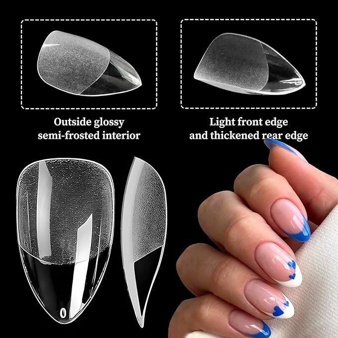 LoveOurHome 600pc Short Almond Gel Nail Tips Full Cover Clear Fake Nails XS Stiletto Artificial False Fingernails for Women Gel Acrylic Nails Extension Press on Nails Making