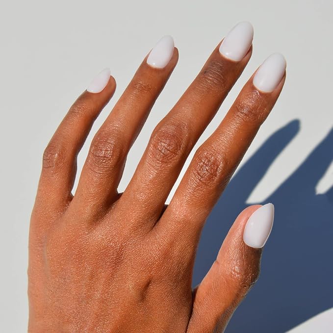Glamnetic Press On Nails - Clean Girl | Short Oval White Fake Nails, Salon Quality Milky Nails | 15 Sizes - 30 Nail Kit with Glue