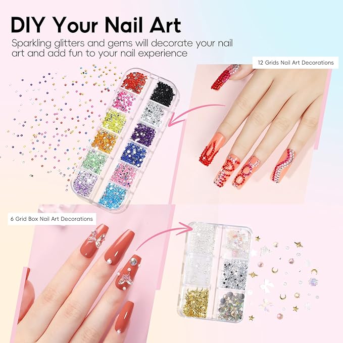 COSCELIA Acrylic Nail Kit for Beginners with Everything 4PC Gel Polish 3PC Acrylic Powder with Drill and U V Light 24 Colors Glitter Powder Complete Gel Manicure Kit Nail Stickers DIY Gifts for Women