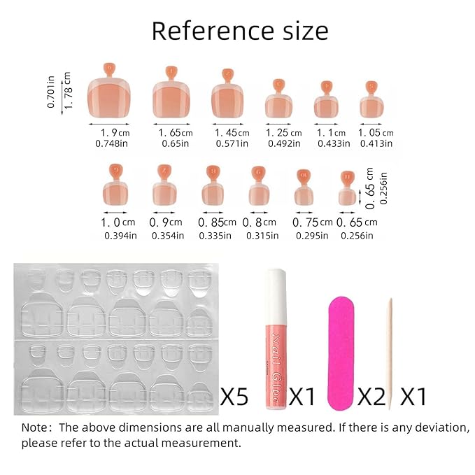 Lamemoria Pre-Design Nude Pink Gel French Nail Toetips, Short French Press On Toenails Square Shape, Basic Fake Nails With Glue Tabs 240 Pcs/Set