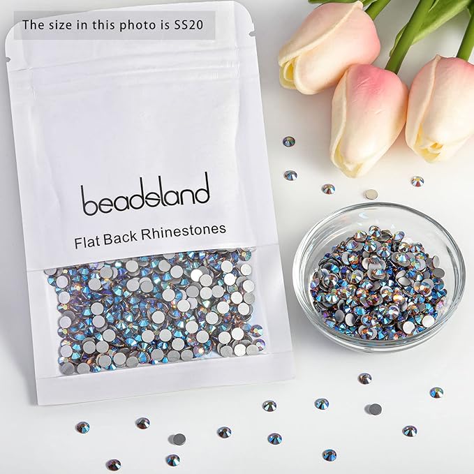 Beadsland 2880pcs Flat Back Crystal Rhinestones Round Gems for Nail Art and Craft Glue Fix, Lt.Colorado Topaz AB, SS20,4.6-4.8mm