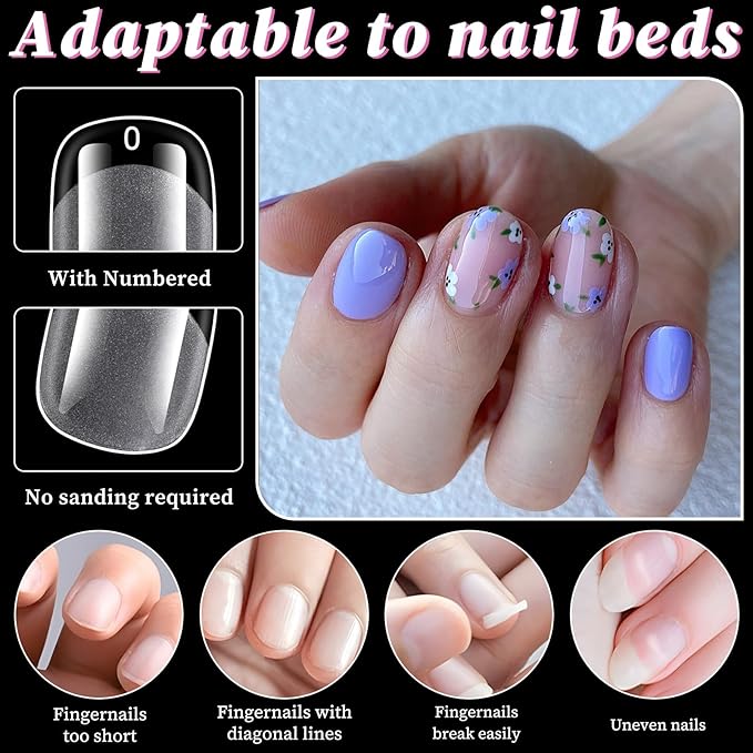 300pc Extra Short Round Square Gel Nail Tips Clear Fake Nail, XS Clear Press on Nails Short Squoval Soft Gel Nail Tips Acrylic Nails Full Cover False Nail Artificial Fingernail for Nail Extensions