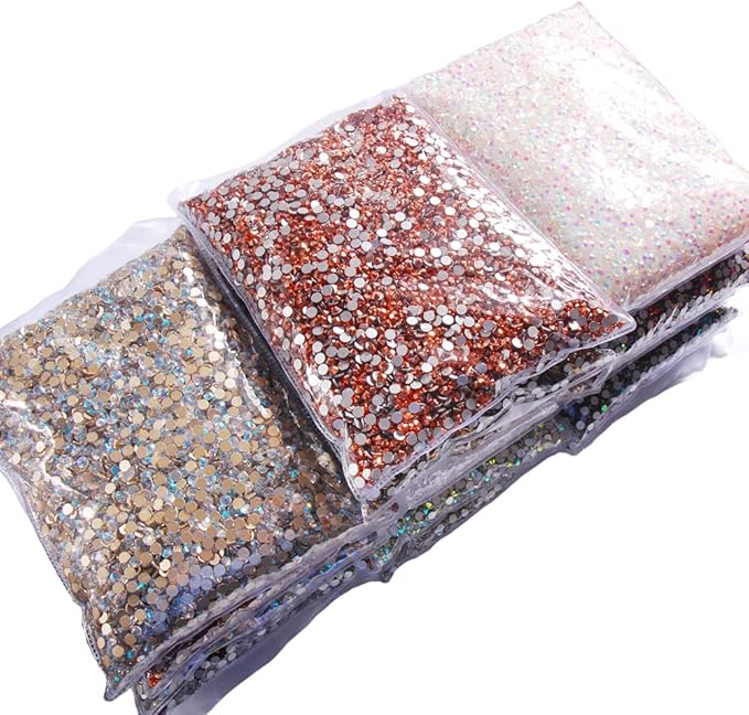 Hisenlee 14400PCS Rhinestone SS3-SS20 Crystal Gems 9 Sizes Wholesale Nail Art Rhinestone Flatback Round Glass Diamond for Crafts (SS12, Green Flame)