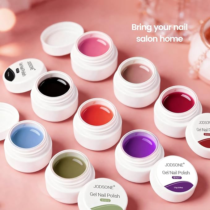 JODSONE 20 Colors Solid Paint Nail Art Painting Drawing Gel Nail Polish with Nail Brush Pen for DIY At Home