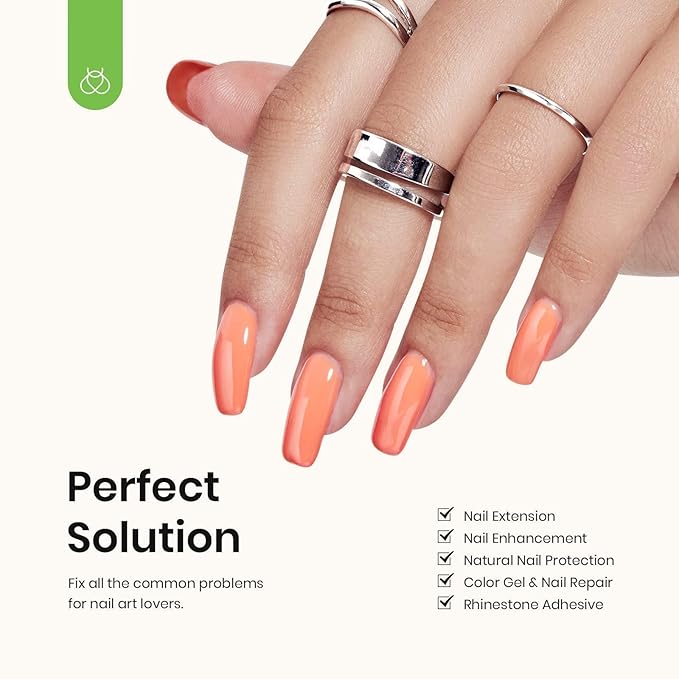 Beetles 3Pcs 15ml Builder Nail Gel with No Wipe Top Coat Gel Nail Polish and Base Coat Set for Nails Shine Finish and Long Lasting Nail Protection UV/LED Lamp Needed Gift for Women