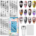 PH PandaHall 3pcs Cartoon Skull Nail Stamping Plates, Spooky Skull Vial Nail Art Templates Gothic Style Stainless Steel Image Plate Art Stencils with Tool for DIY Print Manicures Salon Design Decor