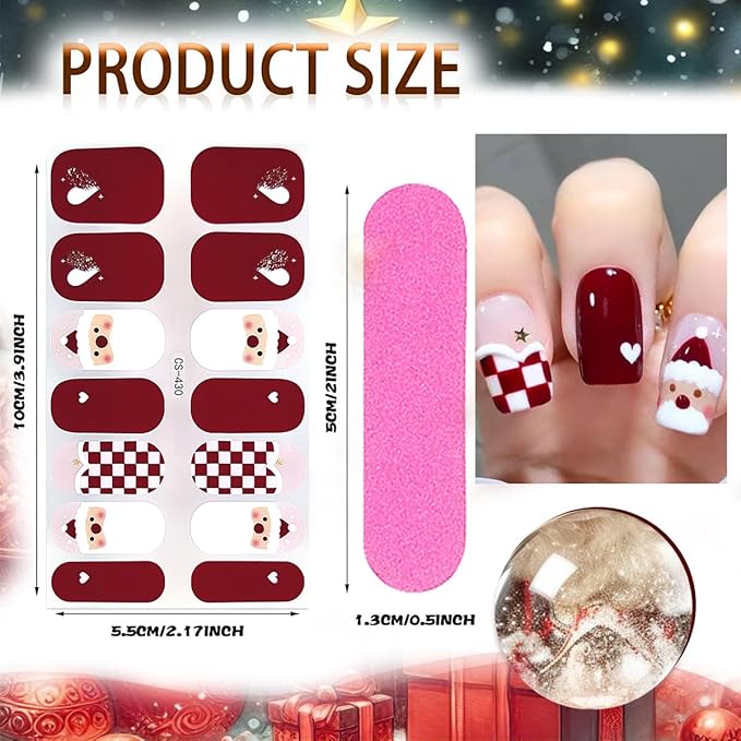 6 Sheets Christmas Gel Nail Strips 3D White Snowflake Wrap Toenail Stickers Cute Snowflake Xmas Tree Snowmen Elk Winter Nail Design Full Cover Holiday Nail Polish Stickers for Women Acrylic Nails DIY