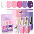 EBANKU 6 Pcs Pink Gel Nail Polish Set, 15ML Same Color Same Bottle Valentine's White Purple Soak Off Gel Nail Polish Kit Nail Art Manicure Gifts for Women