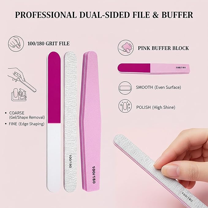 8PCS Stainless Steel Cuticle Nippers & Remover, Nail Clippers Set, Precision Sharp Blades Manicure Pedicure Tools for Home Salon Travel, Complete Nail Care Kit for Women, Pink
