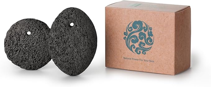 Natural Pumice Stone Set - Lava Foot Scrubber File, Round and Oval Shapes for Effective Exfoliation - Ideal for Cracked Heels, Callus Remover, and Dead Skin Removal - Brown Gray, 2-Pack