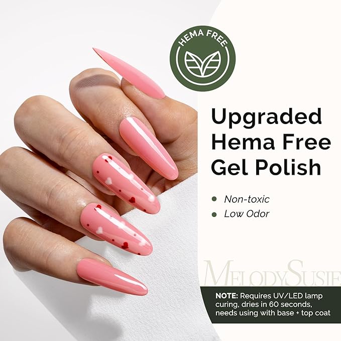 MelodySusie Hema Free Gel Nail Polish, 0.5 Fl Oz Thick Blush Pink Gel Polish, Non-Toxic, Long Lasting, Soak Off UV Nail Polish, Manicure Nail Design Salon DIY Nail Art at Home K0547
