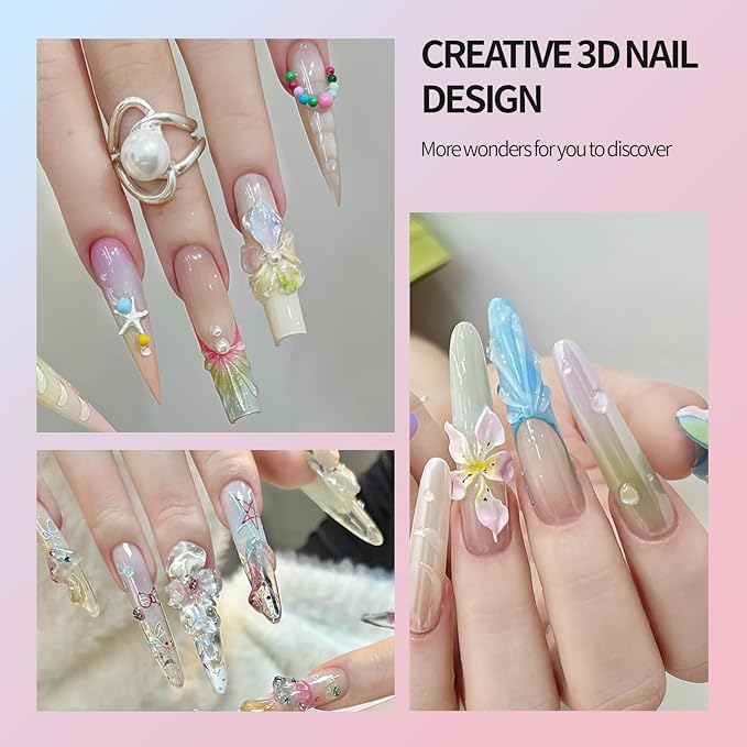 3D Gel Nail Art Kit-Pink Solid Builder Gel for Nails 3D Sculpting Carving Building Modeling Hard Extension for Beginner DIY Salon at Home Cured Needed