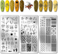 PH PandaHall 3pcs Wild West Nail Stamping Plates, 88 Patterns Western-Theme Nail Art Templates Hat Boots Nail Art Stencil Stainless Steel Nail Image Plates for Women Nail Design Print Manicure Salon