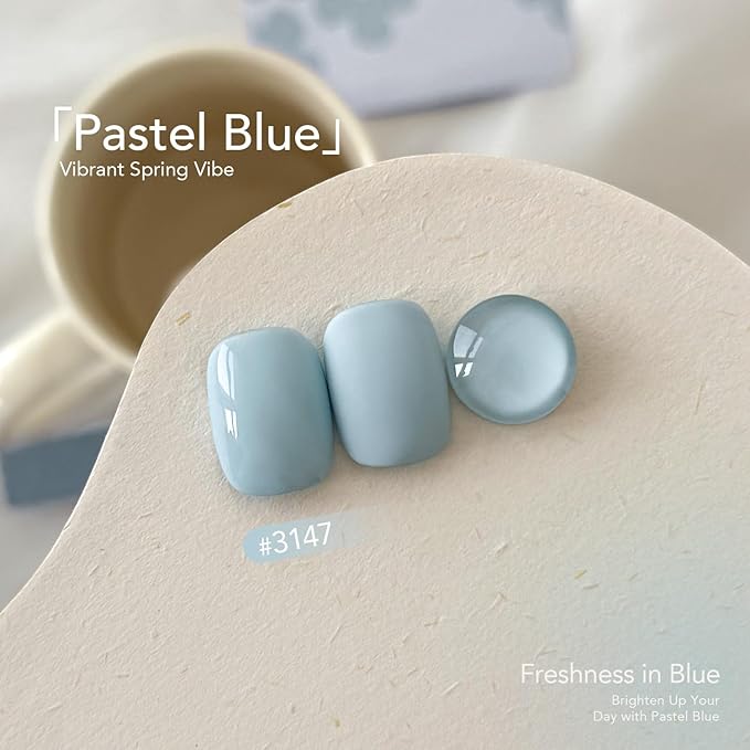 GAOY Pastel Blue Gel Nail Polish, 16ml Soak Off Gel Polish, UV Light Cure for Nail Art DIY Manicure at Home, 3147 Pastel Blue