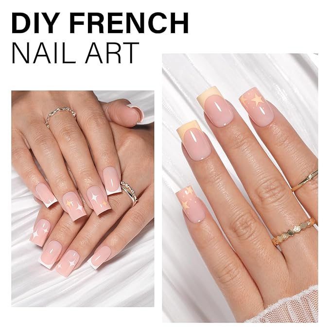AILLSA RealFit Nude Pink Press On Nails Short Square - Pre-Shaped 4 in 1 False Nails Set, Long-Lasting Nail Extensions for Salon Home DIY Gifts 150 PCS