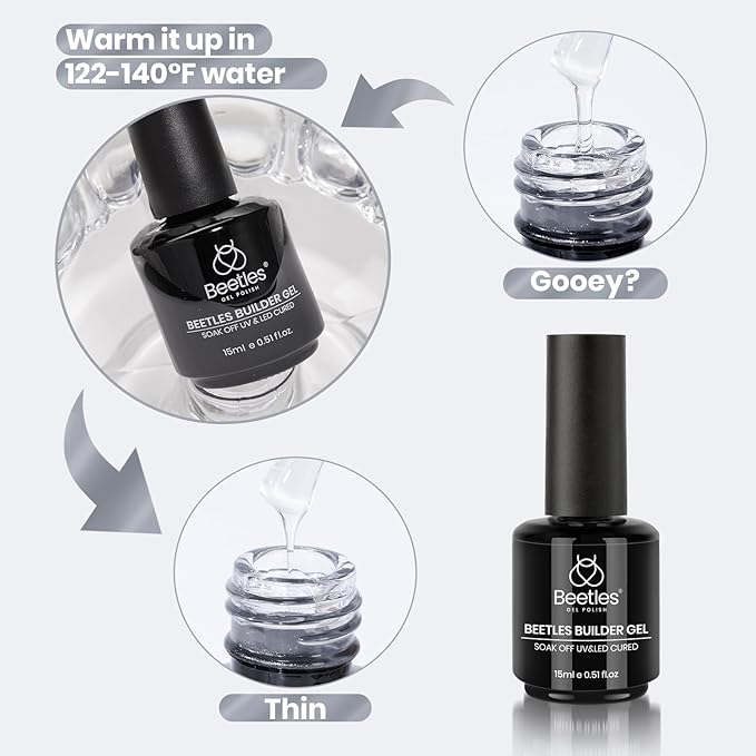 Beetles Builder Gel for Nails-Dusk Pact 0.5 oz 8 in 1 Nail Thickening Strengthening Building Apex for Beginner DIY Salon at Home, Silver Glitter Builder Nail Gel,UV & LED Lamp Needed