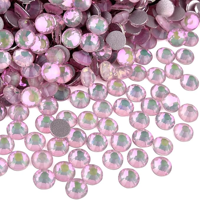 Blinginbox Rhinestones for Crafting,Flatback Rhinestones Glass Gems Stones Round Gemstones Non-Hotfix Crystal for Crafts Nail Decoration,Pinkish Crystal(1.9-2.0mm) SS6/1440pcs