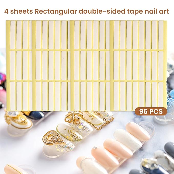 1696 Double Sided Tape for Press On Nails Stand holder Sticky Tabs Nail Art Accessories Nail Display Tape Clear False Tip Adhesive Tape for Practice Design DIY Home Salon