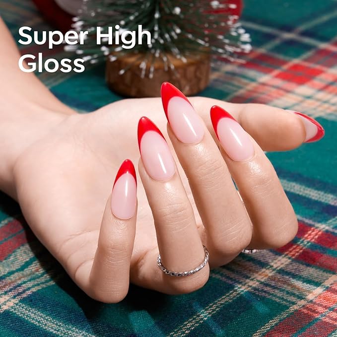 modelones Red Heart Gel Nail Polish, 2Pcs 15ML Red Jelly Nude Spring Gel Polish Set Soak Off Nail Lamp U V LED Cured for Classic French Nail Art Design Valentine's Day Gift for Women