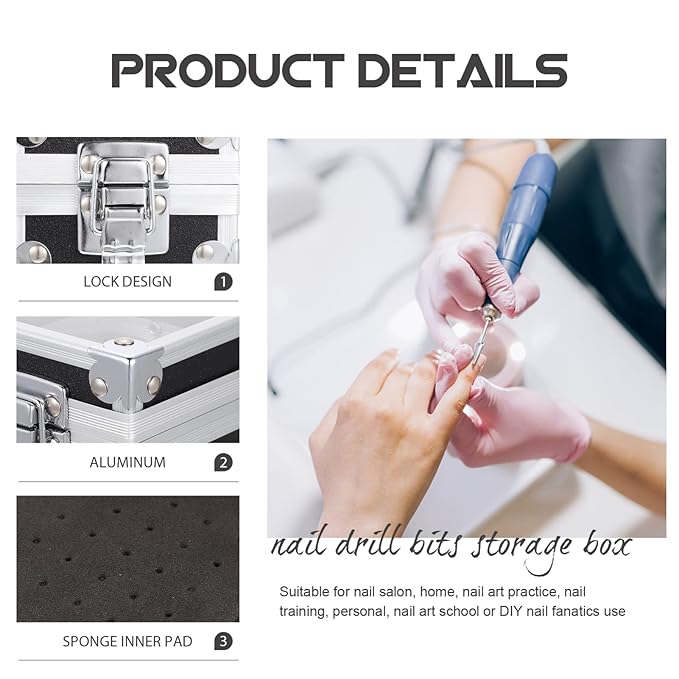 Beaupretty Nail Drill Grinding Bit Holder Box- Drill Bit Case Stand Displayer Acrylic Manicure Grinding Head Display Box