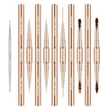 Nail Art Brushes for Nail Art, Professional 5Pcs Double-Ended Acrylic Nail Brush Set for Details, Long Lines, Ombre & 3D Design-Perfect for DIY Manicures & Salons (Gold)