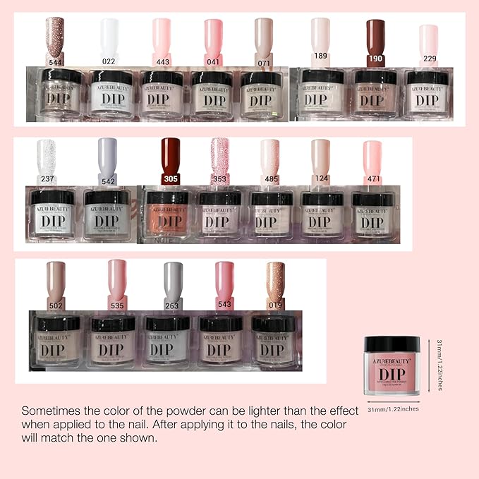 AZUREBEAUTY 31 Pcs Dip Powder Nail Kit 20 Colors Glitter Nude Brown Pink White Gray Dip Powder Liquid Set with Top/Base Coat Activator for French Nails Art Manicure DIY Salon Women Valentine's Gift
