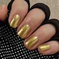 Gold Glitter Press on Nails Short Round Fake Nails Solid Gold Designs False Nails Shiny Golds Full Cover Glossy Reusable acrylic Stick on Nails for Women Girls Light Luxury Manicure Decoration 24Pcs