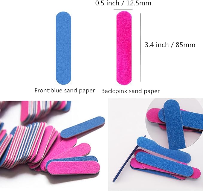 Mini Nail Files Bulk, 100 Pack 3.4 Inches Disposable Double Sided Emery Boards Manicure Pedicure Tools(10034)